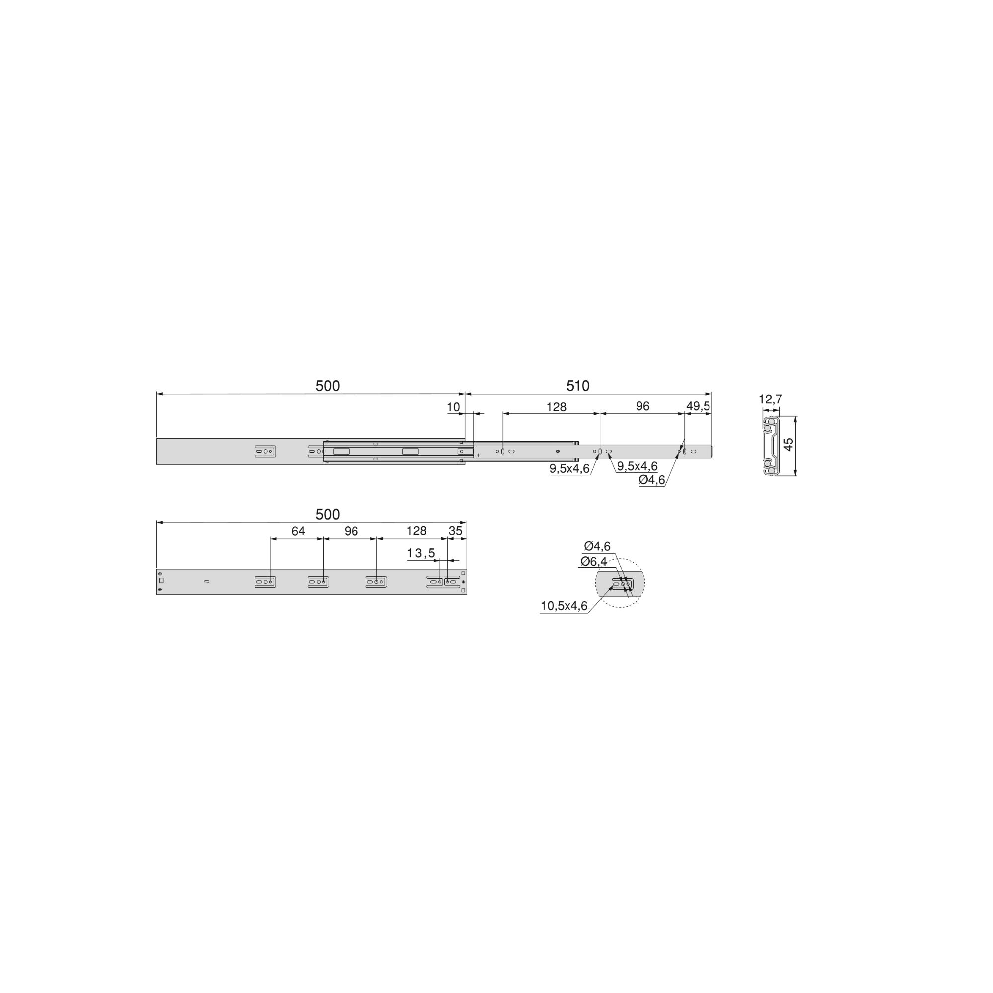 Guide per cassetti da 45 mm Guide telescopiche ad estrazione totale da 450  mm 8 pz